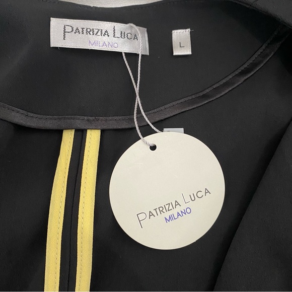 Patrizia Luca Milano Black Zipper Pocket Open Blazer Jacket, Size Large - Picture 9 of 9